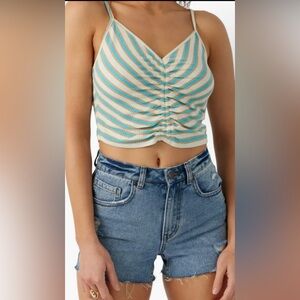 Vallarta Stripe Ruched Crop Top, NWT